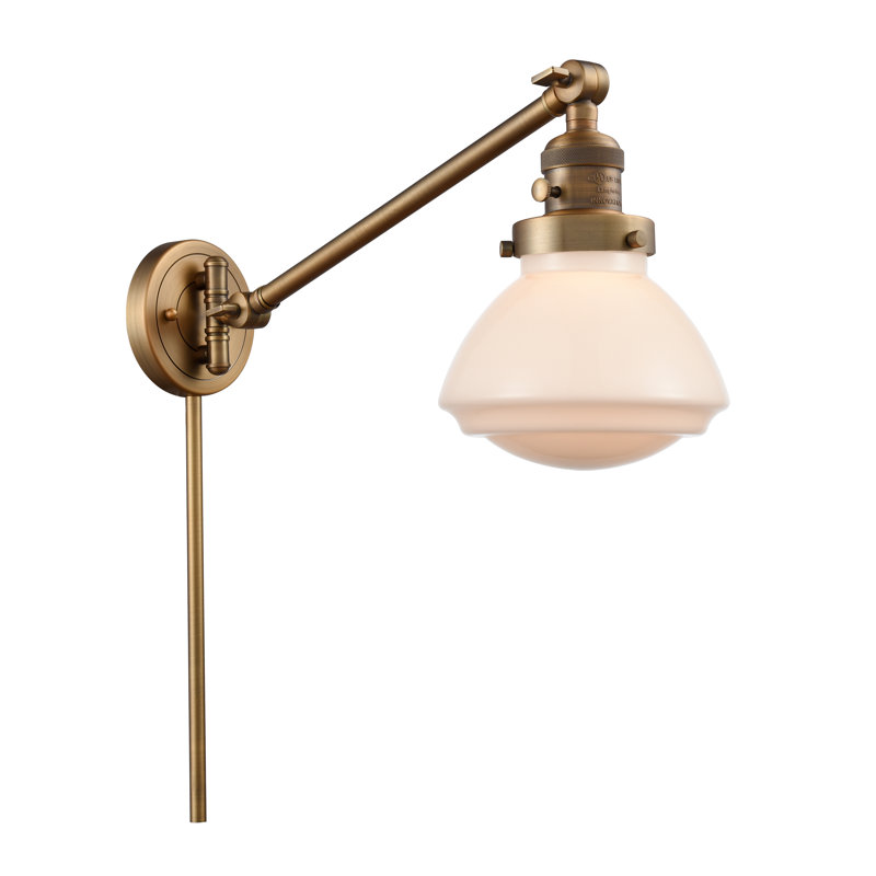 Chesterville Plug-in Swing Arm Sconce, Incandescent, Matte White, Satin Gold