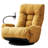 360 Degree Turning Lounge Chair, Adjustable Settings, Yellow Metal, Comfort Seat Padding Textile Metal Chair With Head And Waist, Long Sitting Comfort, Rotation-1989930583