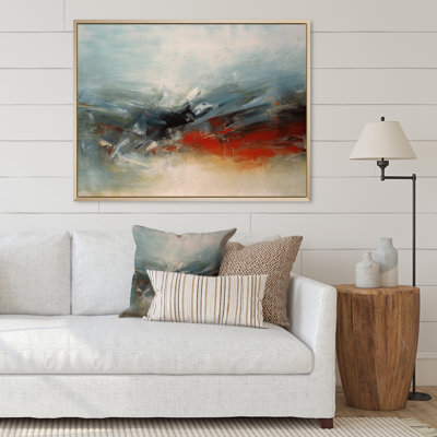 A Thought Of Her Abstract In Vintage Blue And Red - Abstract Painting Wall Art Prints