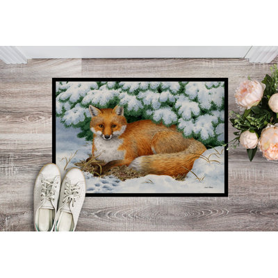 Tapis de porte d’extérieur anti-dérapant winter fox