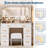 Vanity Desk with Mirror, Makeup Table with Glass Top & 8 Drawers-217674278