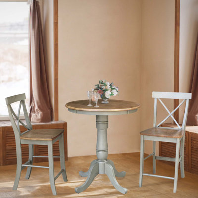 Dhar 2 - Person Solid Wood Top Pedestal Base Dining Set