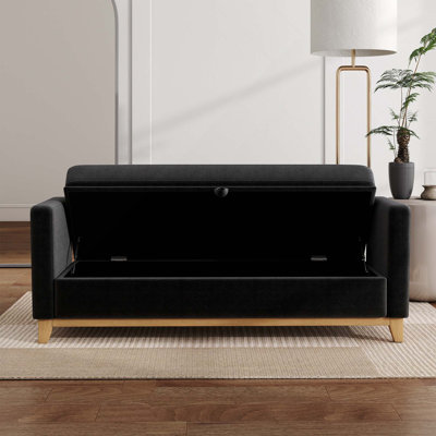 Banc de rangement en sherpa de 66 pouces avec pieds en bois massif et 2 traversins pour la chambre à coucher, le salon et le vestibule