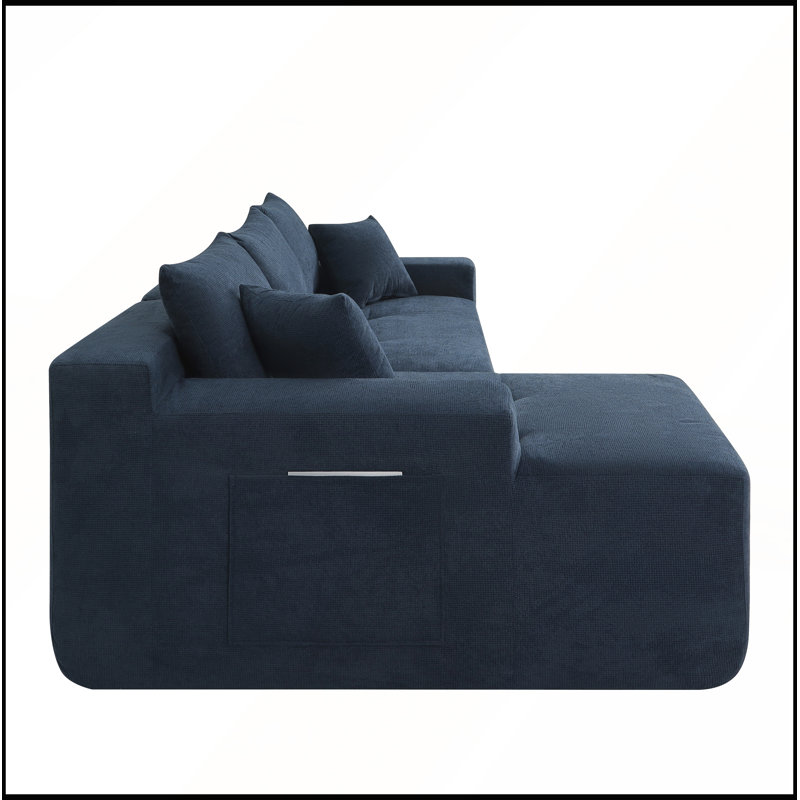 Canapé d'angle modulaire Cloud 85 avec méridienne en L, assise profonde, revêtement en coton et lin, aucun assemblage requis