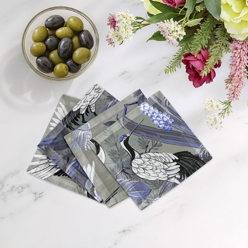 Summer Palace Cotton Sateen Cocktail Napkins, Sybil