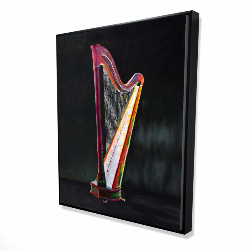 Harpe colorée et réaliste - décor de toile de salon