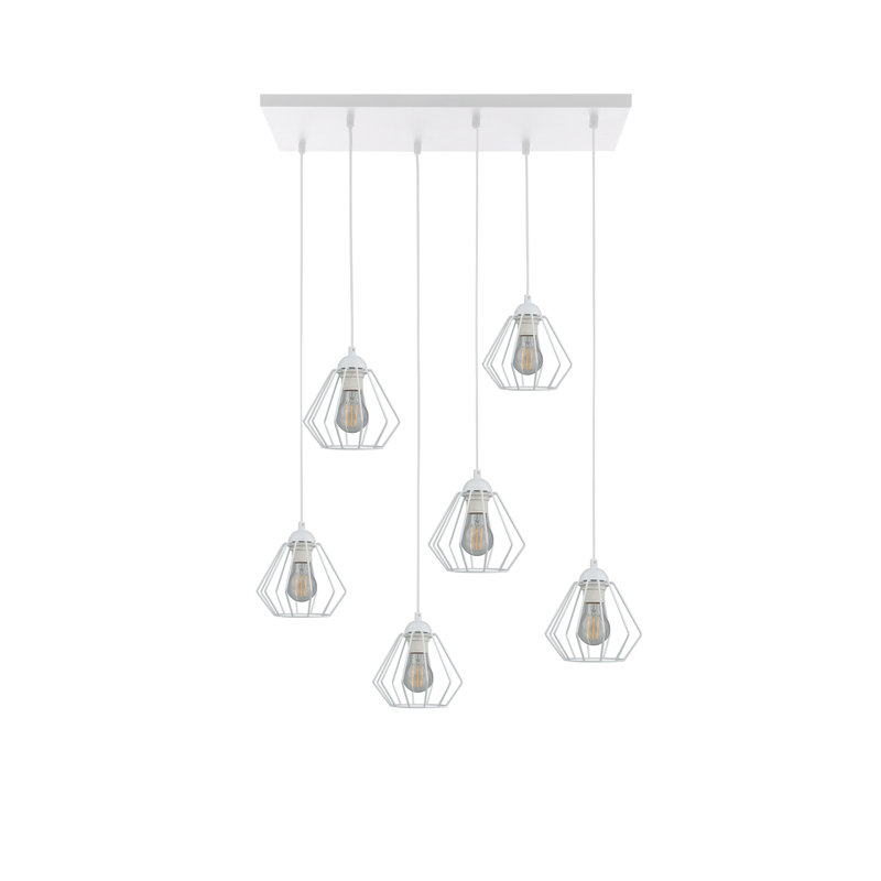 Alneisha 6 - Light Caged Pendant, White
