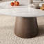 Table basse Mid-Century moderne en pierre ronde avec effet marbre et ton noyer foncé-835655902-835655901