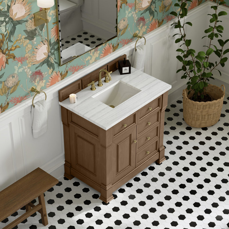 Brookfield 35.75'' W Single Bathroom Vanity Base, Pecan