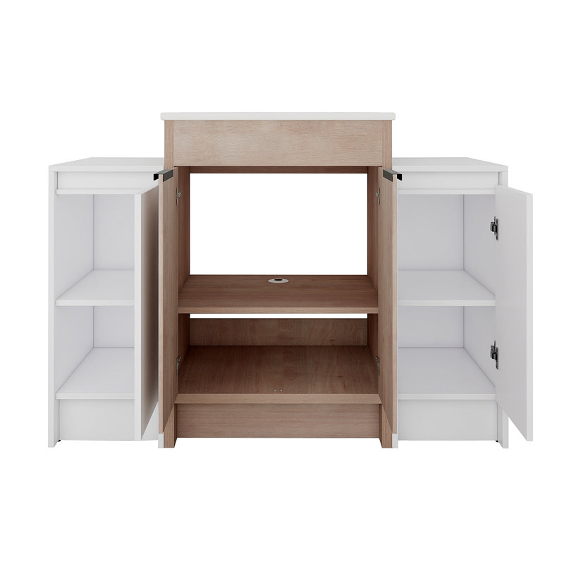 Meuble-lavabo autoportant de 48 pouces avec lavabo en céramique et 2 armoires de rangement, porte à fermeture douce, armoire combinée 02424 + 0312 * 2, ensemble KD