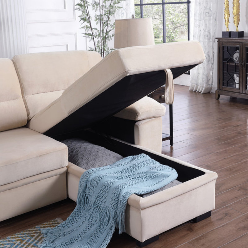  Canapé-lit modulaire réversible, Velours beige