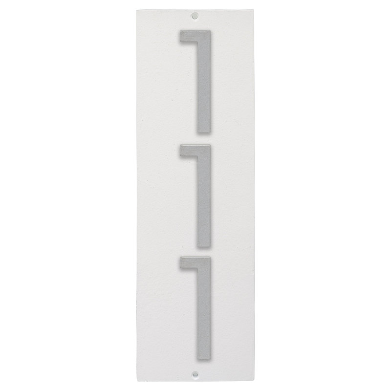 Plaque d’adresse murale flottante linéaire, Blanc, Argent, Oui