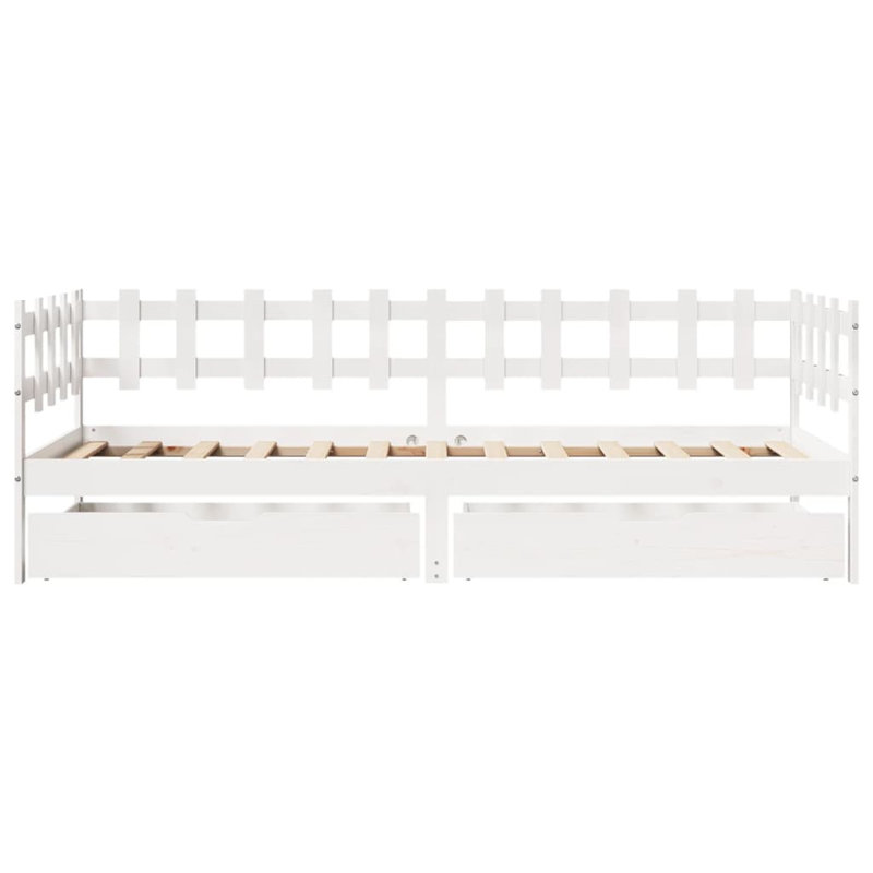 Rhiad Solid Wood Daybed, White, 80 x 200 cm