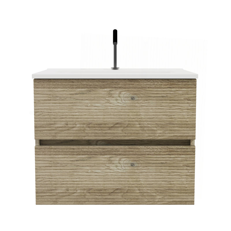 Gloria 24" Wall Mounted Rough Oak&Rough Oak Bathroom Vanity With Integrated Ceramic Sink With Overflow, Large Storage Floating Bathroom Vanity For Modern Bathroom,KD