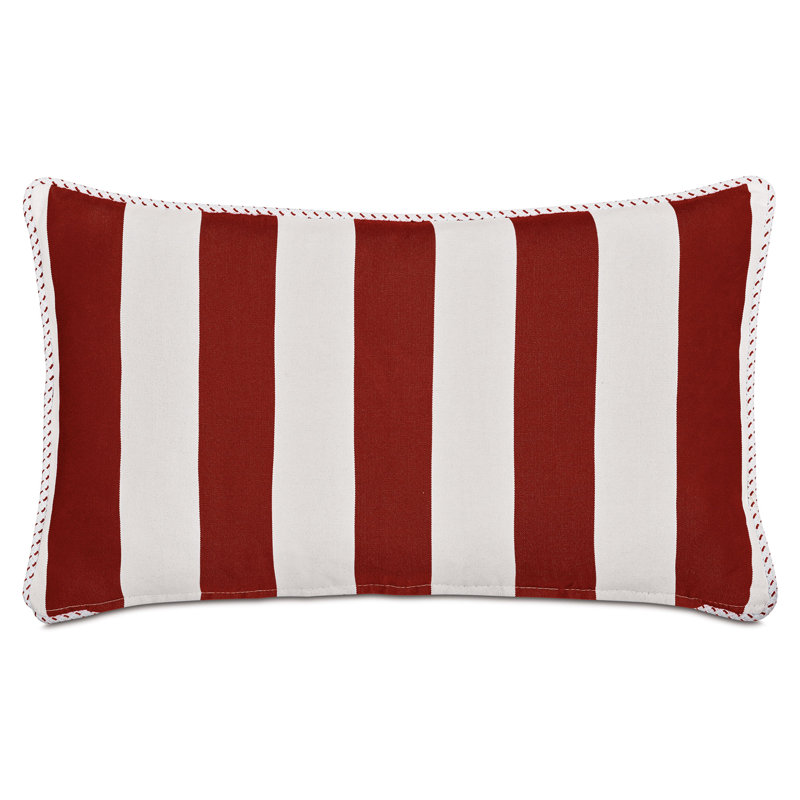 Indoor/Outdoor Pillow Cover & Insert, White/Red Striped, Rectangle 13"H x 22"W
