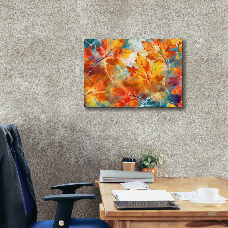«Epic Graffiti», feuilles d'automne par Andreas Magnusson, art mural sur toile, H 18 po x l 26 po x P 0,75 po