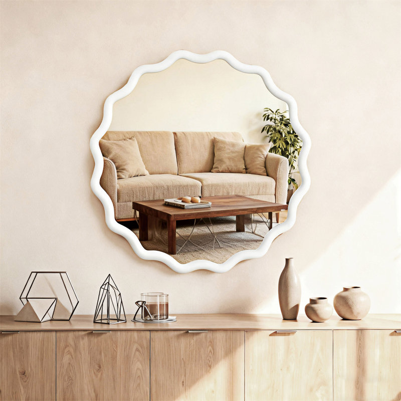 Miroir rond, 30,01 po x 30,01 po, Blanc