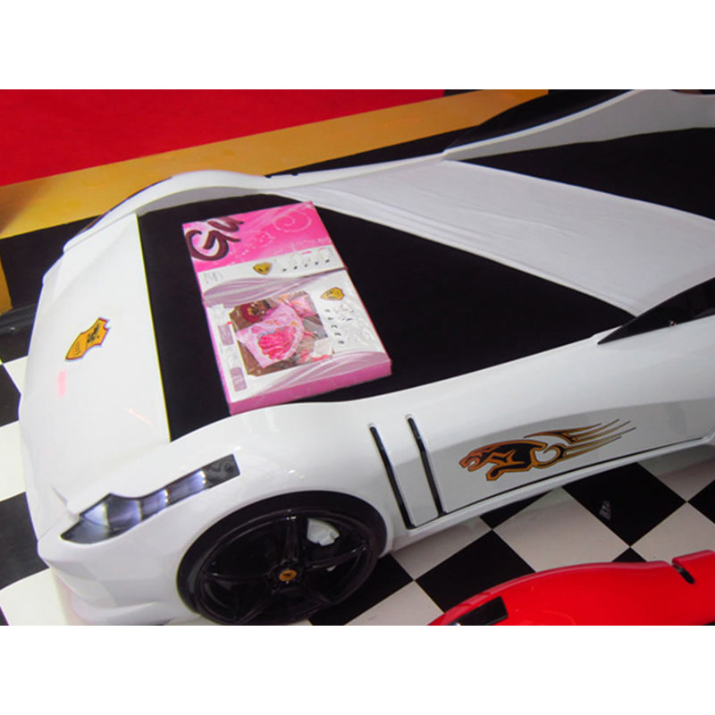 Spyder Twin Race Car Bed With LED Lights & Sound FX, Kids' Racecar Bedroom Furniture, Kids' Room Decor, White