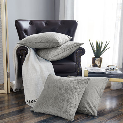 Housse de coussin carrée en velours ikat