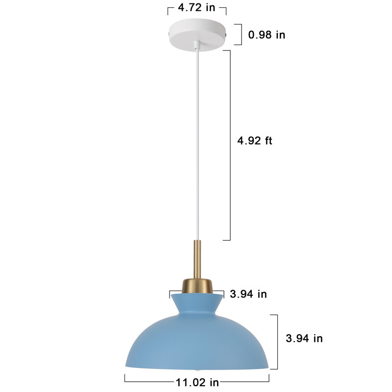 Luminaire suspendu simple à 1 lumière Gibran, Bleu ciel
