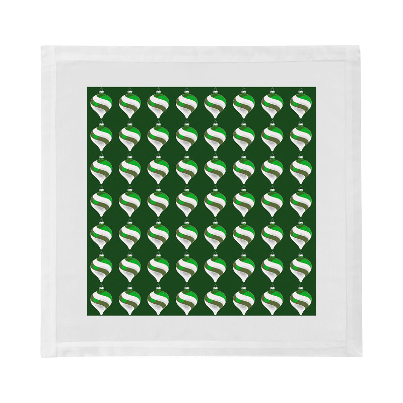 Serviettes de table en satin de coton ornement de Noël, Vert