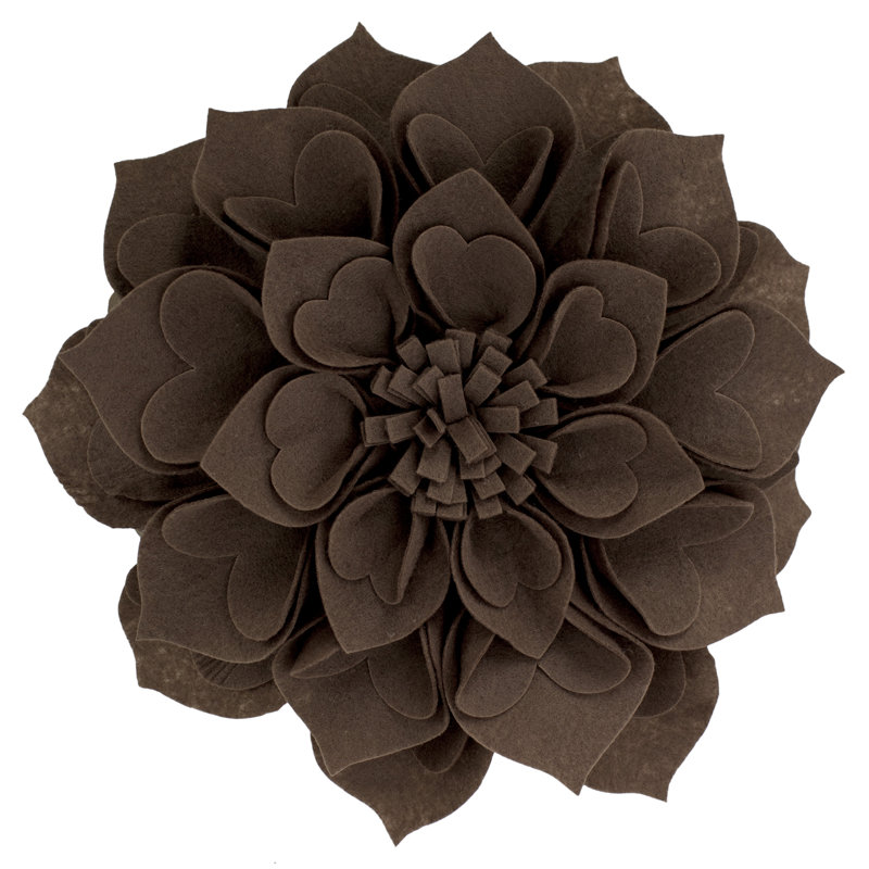 Floral Pillow Cover, 16" x 16", Chocolate