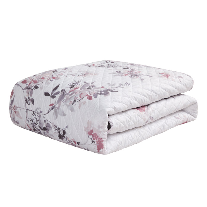 Ensemble de courtepointe 3 pièces en microfibre Foraker Blush / Mauve / White