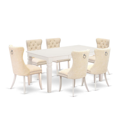 F93CA6EB03D240E4AAA2ABD7355E3865 7 Piece Dining Table Set Includes a Rectangle Kitchen Table with Removable leaf and 6 Upholstered Chairs, Black