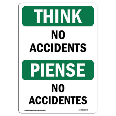 Panneau en aluminium No Accidents 12 x 18