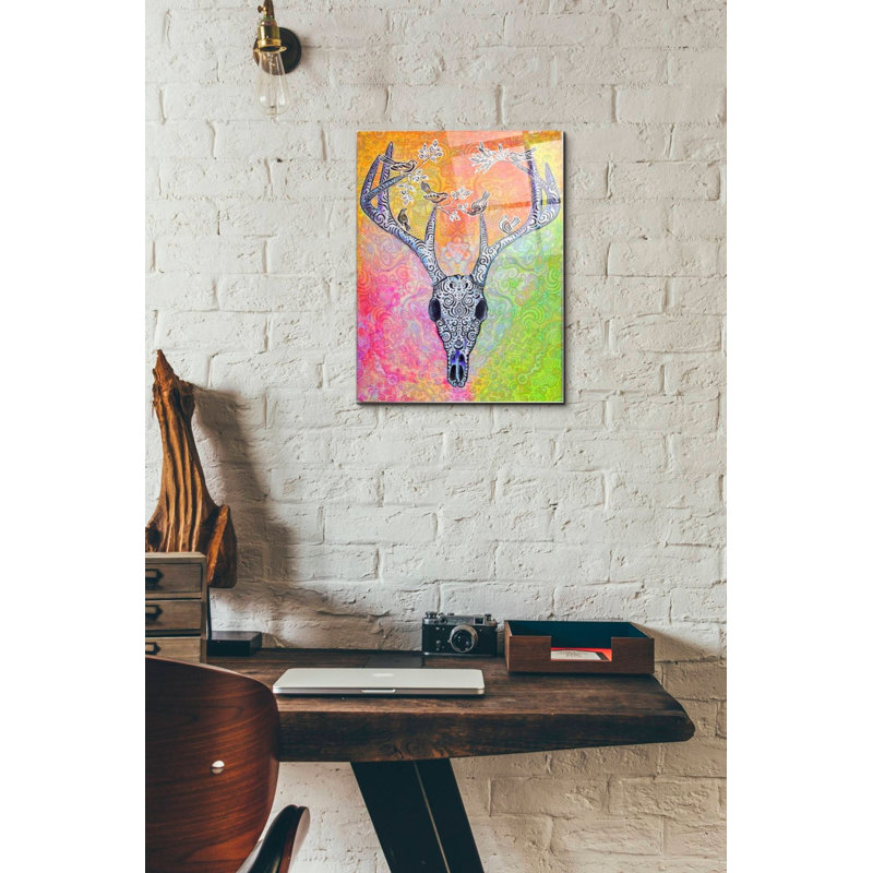 «Skull and Bird» par Surma et Guillen, art mural en verre acrylique, H 16 po x l 12 po x P 0,12 po