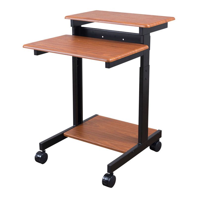 Bureau debout à hauteur ajustable Rolling, Teck / Noir, H 46,1 po x l 24 po x P 28,8 po