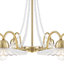 32,28 po Lustre 6 lumières Mid-Century moderne en or brossé avec abat-jour en verre plissé transparent et décorations en perles de cristal pour le salon, la salle à manger, le vestibule