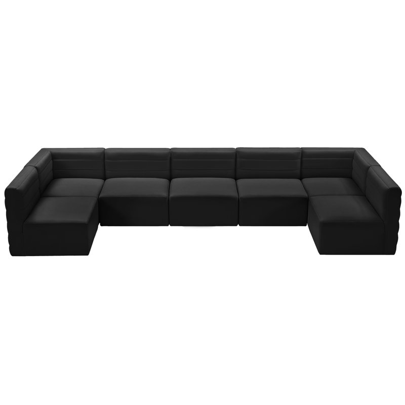 Enso Velvet U-Shaped Sectional Reversible, Black Velvet