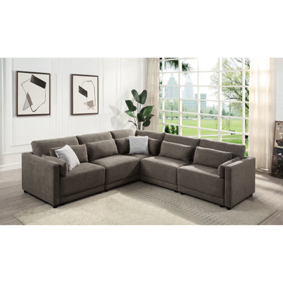5 In Brown Linen, 39"W X 34"H Dimensions, Versatile Modular Pine Wood Inner Frame, Construction