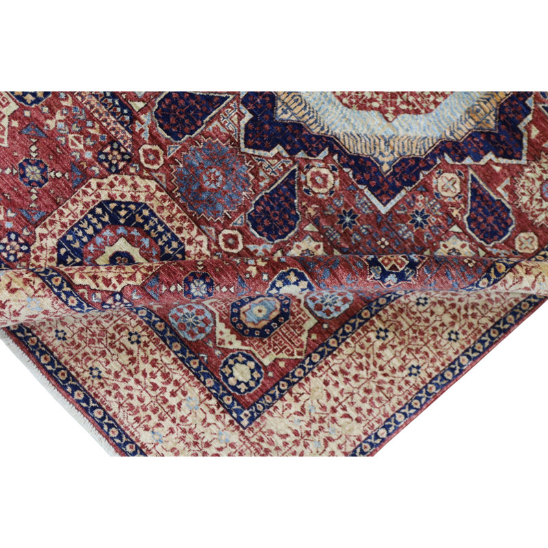 Hand Knotted Wool Area Rug, Rectangle 4'10" x 6'8"
