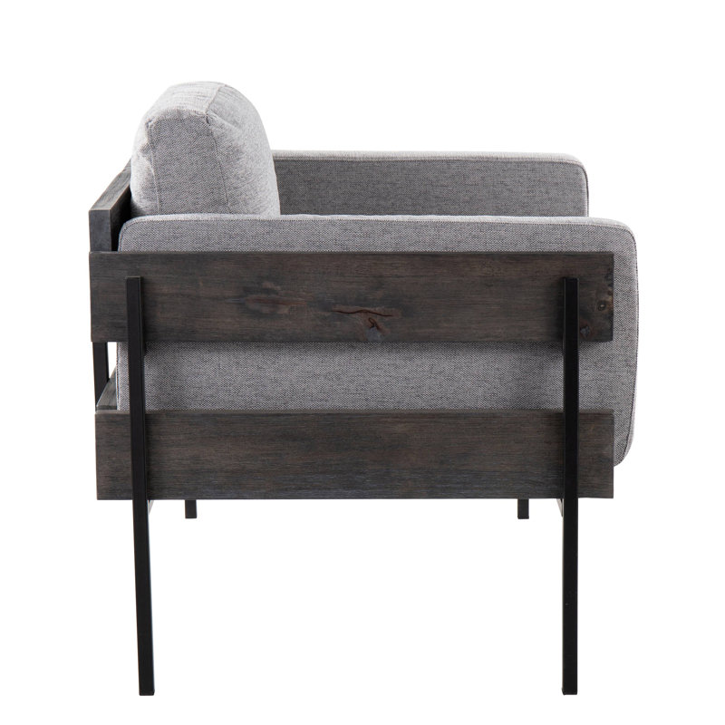 Chaise d'appoint en métal, bois et tissu, Gris, Gris