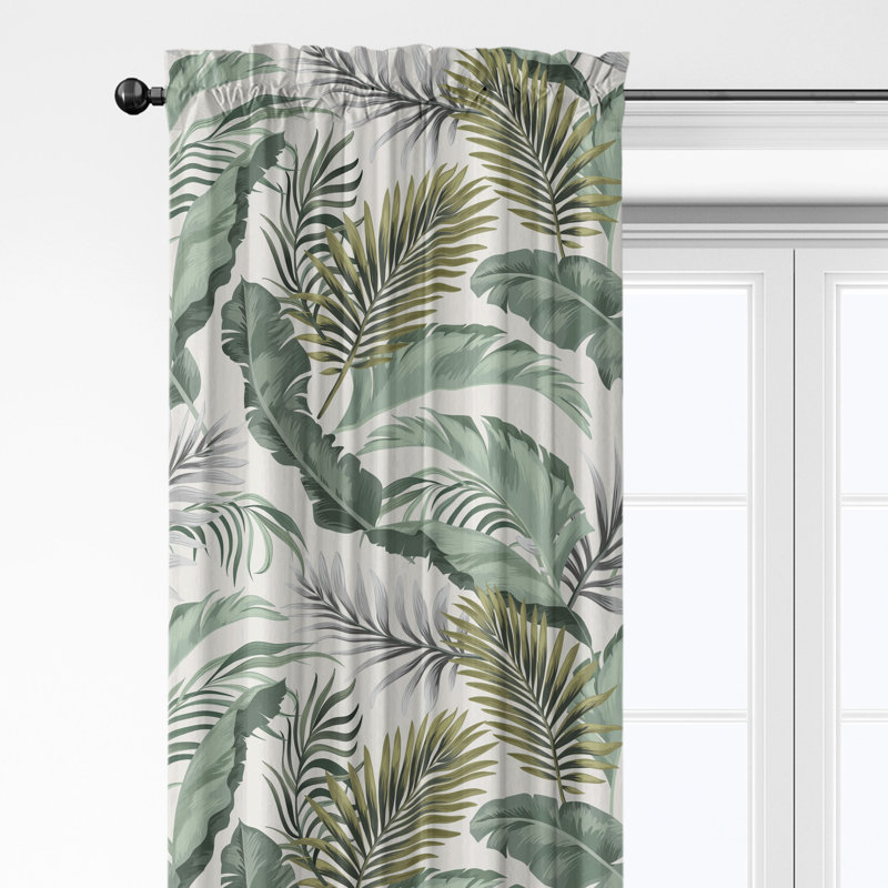 Ensemble de 2 panneaux de rideaux en coton Frondosa Seagrass, L 50 po x L 204 po