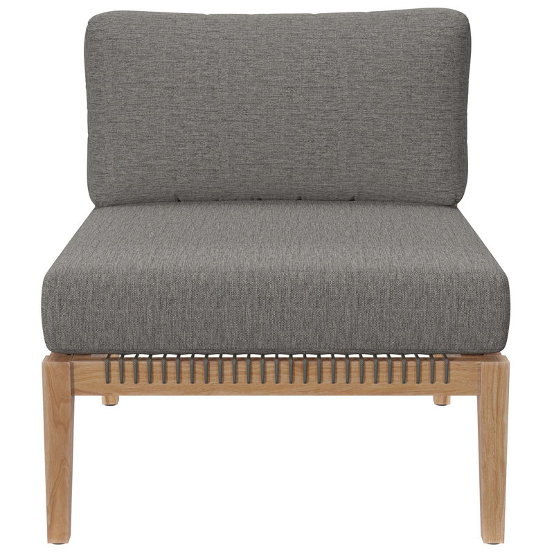 Modway Clearwater Outdoor Patio Teak Wood Armless Chair, Graphite
