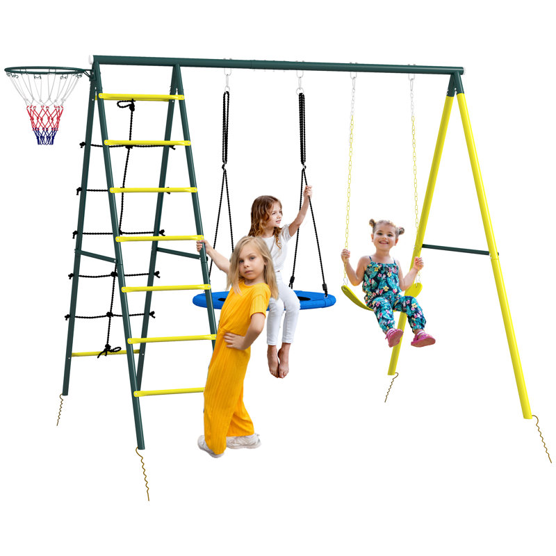 Outsunny Steel Swing Set with 2 Swing(s)