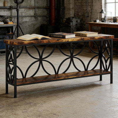 Coffee Table,Industrial Sofa Table,2-Tier Console Table