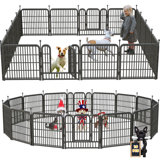 Dog Playpen Outdoor/Indoor,40" Height 16 Panels Dog Fence,Dog Pen with Anti-Rust Coating for Medium/Small Dogs, Puppy, Portable Pet Playpen for Yard, RV, Camping