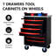Chariot multifonctionnel à 7 outils avec fabrication robuste - serrure à clé noire et rouge et tiroirs lisses pratiques-962810035