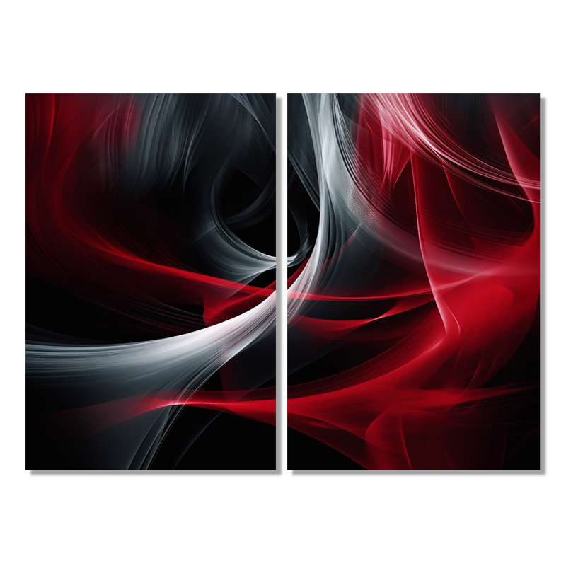 «Red» noir contemplative Abstraction X - art mural rouge, Toile tendue, Ne s’applique pas, H 36 po x l 48 po