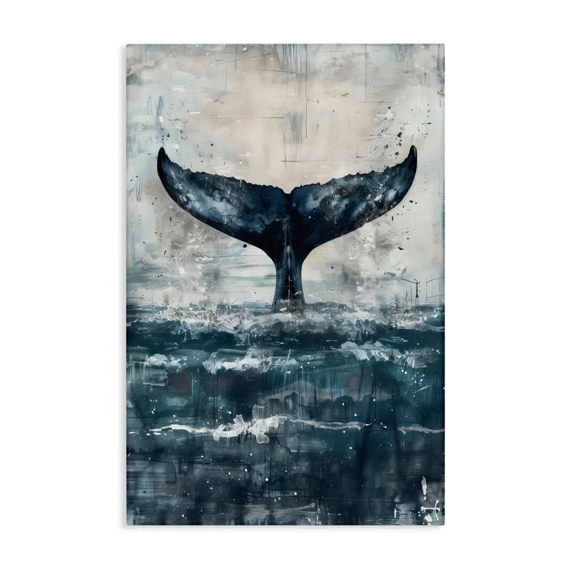 Toile à queue de baleine patinée centrée, design par LSR Design Studio, H 24 po x l 16 po