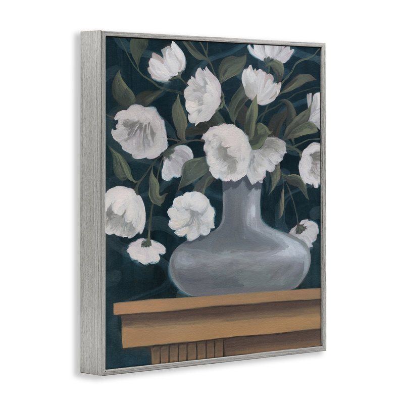 Fleurs blanches dans un vase rond, estampe numérique par Grace Popp, Estampe numérique Farmhouse, H 20 po x l 16 po
