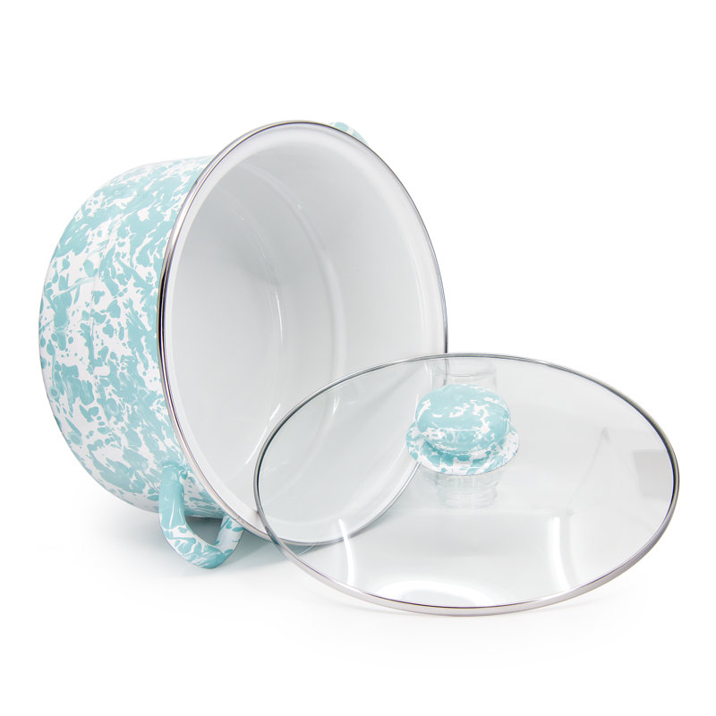 Sea Glass 6 qt. Non-Stick Enamelware Stock Pot with Lid