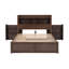Lit plateforme robuste avec tablettes coulissantes, lit gigogne simple et 2 tiroirs, finition espresso-459535010