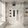 4-Function Digital Display 22" Wall-Mount Thermostatic Complete Shower System with 3 Body Jets