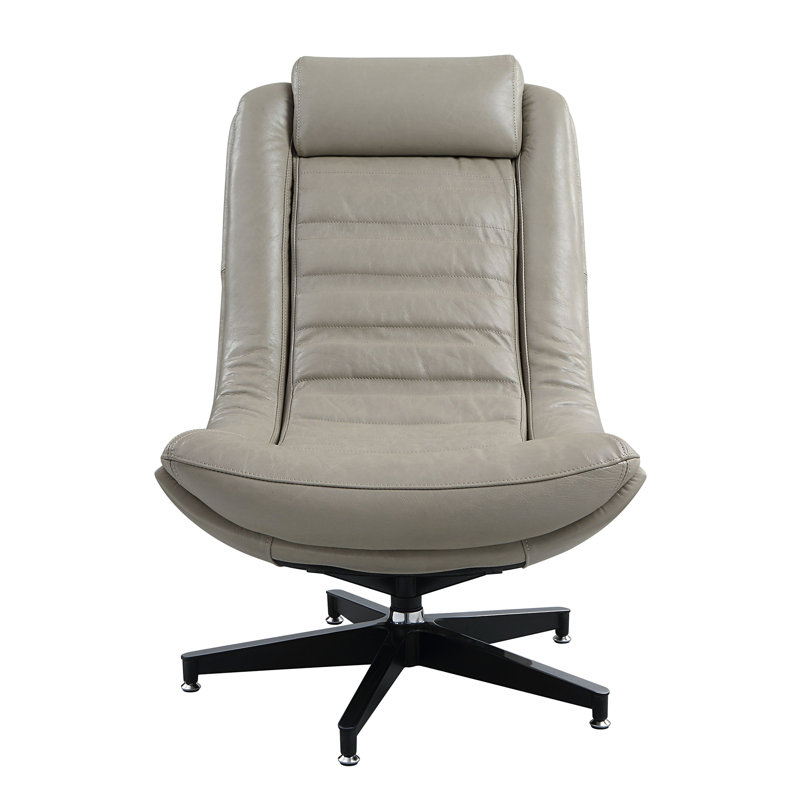 Chaise d'appoint pivotante Khalial, Similicuir gris