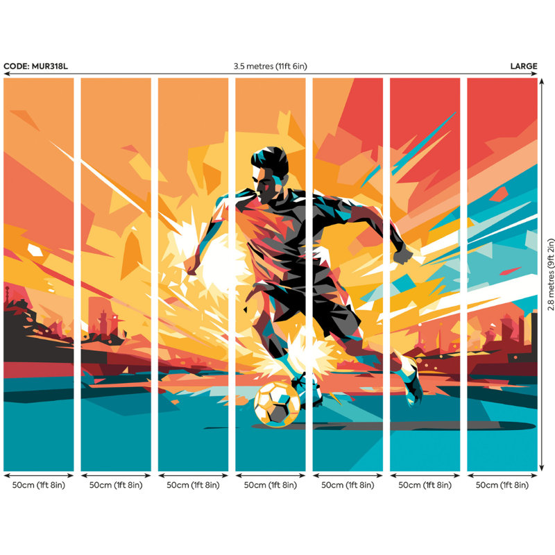 Poquott Matte Wall Mural, Orange, 280cm L x 350cm W